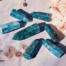 1pc Natural Blue Apatite Crystal Obelisk, Healing Crystal Tower, Reiki Energy Point, Meditation Hexagonal Wand - Multicolor - View 12