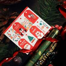 6/12Pcs Glossy Coated Christmas Gift Wrapping Paper, Xmas Green Cute Dessert Angel Dress Pattern Decorative Paper For Holiday Gift Packaging - View 11