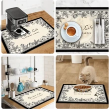 1pc Dish Drying Mat, Coffee Machine Mat, Geometric Rhombus Drying Mat, Suitable For Home Kitchen Countertop, Tea Table Storage, Holiday Party Daily Kitchen Storage Use, Multi-Purpose Drying Mat, Home Gift, Desktop Decoration - XYLSD-1079 - View 11