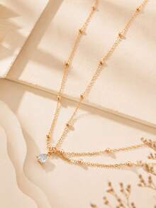 1pc Bohemian Style Double Layer Beaded Waist Chain, Shiny Water Drop Rhinestone Pendant Body Chain, Beach Swimwear Body Jewelry, Sexy Vacation Party Atmosphere Belly Chain - Gold - View 4