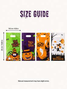 10pcs 4 Random Assorted Reusable Halloween Candy Gift Bags With Handles, Pumpkin Ghost Witch Spider Spooky Patterns, Suitable For Trick Or Treat Party, Haunted House Event And Holiday Favor Packaging - Multicolor - View 7