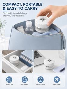 3-In-1 Denture & Retainer Storage Case With Mirror And Cleaning Brush, Soaking Box With Basket Filter, Essential For Braces, Portable Travel Accessory - Multicolor - View 10