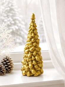 1pc Gold Tabletop Christmas Tree Decor, Textured Xmas Tree Figurine With Elegant Metallic Finish, Luxury Holiday Centerpiece For Shelf Mantel Dining Table Living Room - Multiple Models 2 - View 6