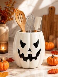 Halloween Pumpkin Kitchen Utensil Holder, Large Capacity Countertop Cooking Tool Organizer, Spatula Spoon Storage Container, Jack O Lantern Kitchen Decor, Fall Home Decoration - Pumpkin - View 2