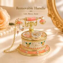 1pc Metal Enamel Telephone Shaped Jewelry Box, Home Decor Enamel Handmade Telephone Decoration, Wedding Decoration, Necklace/Ring Storage Box, Luxury Desktop Ornament, Perfect Gift - Multicolor - View 7