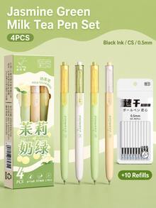 4pcs/Box Milk Tea Series Retractable Gel Pens Set, CS Tip Quick-Dry Black Ink Water-Based Pens, Cute Japanese Style Smooth Writing Pens For Students, Exam Prep, School Supplies & Office Stationery - Multiple Options Available - View 8