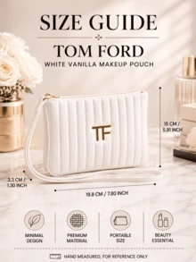 Tom Ford TF White Vanilla Makeup Bag, 19.8*3.3*15 Cm, Minimalist Design, Wrist Strap, Premium Material, Portable Size, Easy To Clean, Suitable For Travel Cosmetic Storage - White - View 4