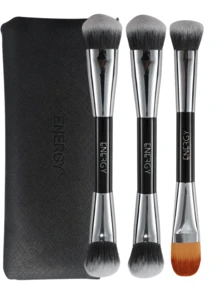 ENERGY Premium Dual-Use Makeup Tool - Black Handle With Rainbow Logo, Perfect For Makeup Application, Contouring And Concealing - Black - View 8