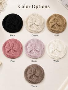 1pc Bohemian Minimalist Solid Color Beret, Autumn/Winter - Multicolor - View 9