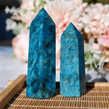 1pc Natural Blue Apatite Crystal Obelisk, Healing Crystal Tower, Reiki Energy Point, Meditation Hexagonal Wand - Multicolor - View 11