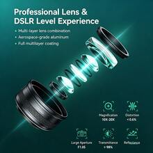 APEXEL Super Macro Lens Compatible With Iphone, 10X-20X Zoom Mobile Macro Photography Lens With M37mm Clip, Compatible With Almost All Smartphones, Phone Photo & Video Accessory. - A - View 9