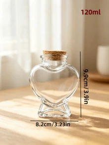 1pc Multi-Style Cork Stopper Glass Decorative Jar Heart Star Wish Glass Bottle DIY Handmade Display Bottle Home Desktop Gift Decoration Ornament Jar High Transparency Clear Decorative Bottle - Multicolor - View 13