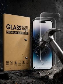 2片超耐用高清鋼化玻璃螢幕保護貼，適用於 iPhone Duo/18ProMax/18Pro/17/17Pro/17Air/17Pro Max、16/16Pro/16Plus/16Pro Max、15/15Plus/15Pro/15Pro Max、14/14Plus/14Pro/14Pro Max、13/13Pro/13Pro Max、12/11/11Pro/11Pro Max，防刮、抗震、防指紋，9H 硬度，易於安裝，必備選擇 - 2個 - 查看 2