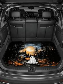 Halloween Pumpkin Forest Scene Universal Car Trunk Mat (1pc) Suitable For Fashionable Car Interior And Accessories - A - View 2