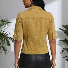 Quilted Casual Denim-Look Top For Evening Dates, Daily Wear, Vacation, Travel, All Seasons - Ginger - View 4