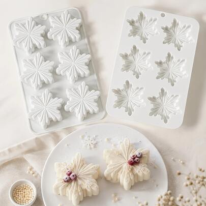 1PC Christmas Snowflake Silicone Mold DIY Made For Making Gypsum Aroma Diffuser Decorative Molds Suitable For Home, Bedroom And Living Room Decoration Molds