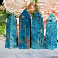 1pc Natural Blue Apatite Crystal Obelisk, Healing Crystal Tower, Reiki Energy Point, Meditation Hexagonal Wand - Multicolor - View 3