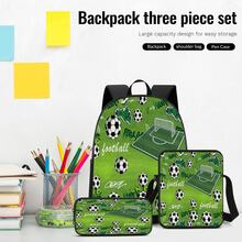 Soccer Field Graffiti Element 2D Print 3 Pieces Backpack Set, Large Capacity Backpack With Crossbody Bag And Pencil Case, Side Elastic Mesh Pocket For Water Bottle Storage, Wide Breathable Adjustable Shoulder Straps, Durable Water-Resistant Fabric, Fresh Sporty Style For Daily Commute, Travel And Casual Storage - Printed Bag - View 6