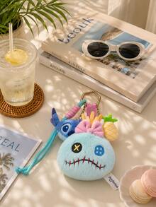 Gantungan Kunci Tas Plush Stitch Scrump MINISO, Pita Merah Muda & Detail Nanas Lucu, Cocok untuk Dompet, Tas Tangan, Ransel, Hadiah Ulang Tahun & Natal - Gantungan Tas Nanas Scrump Bow - View 3