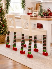 1/2pcs 43cm Large Christmas Elf Leg Covers, Christmas Table & Chair Decor, Holiday Decoration, Home Decor, Party Supplies, Holiday Gift - Multicolor - View 4