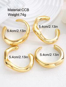 4PCS/1PC Women's Acrylic Bangle Set, Open Bangle Set, Elegant Fashion Design, Lightweight Open Style, Suitable For Daily Wear And Special Occasions, Fashion Bangle Set - Yellow Gold - View 3