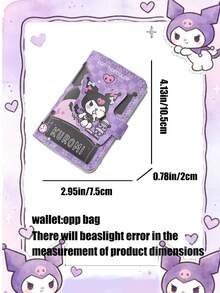 asmodee Sanrio Character Short Bifold Wallet, Hello Kitty & Kuromi Snap‑Button PU Purse, Multi‑Card Slots & Cash Compartment, Vivid Printed Outer Surface - Multicolor - View 3