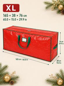 1 buah Tas Penyimpanan Pohon Natal Lipat Kapasitas Besar L/XL, Kain Tenun PE Tahan Lembap, Gaya Natal Warna Merah & Hijau, Bagian Atas Persegi Panjang, Resleting Ganda di Tengah, Pegangan, Jendela Label, Tas Penyimpanan Organizer Pohon Natal Buatan, Cocok untuk Rumah, Garasi, Loteng, Penyimpanan Musiman Setelah Natal - A - View 9