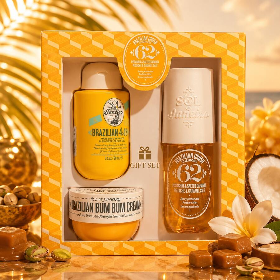 SOL DE JANEIRO Bum Bum Summer Gift Set: Radiant Body Routine & Exotic Softness – Pistachio & Salted Caramel - Sweet - View 1