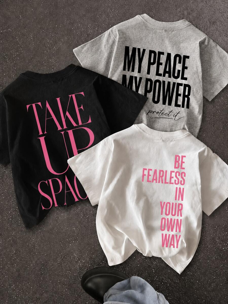 Women T-Shirts - Black + Gray + White - View 1