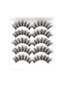 5 Pairs False Eyelash Cluster Set, Curly Soft Single Cluster False Eyelashes, Lightweight Comfortable Reusable, 3D Faux Mink Furry Texture DIY Cluster False Eyelashes, Suitable For Daily Eye Makeup - Black - View 13