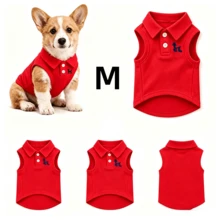 Red Pet Polo Shirt, Breathable Pique Fabric, Suitable For Poodles And Bichons, Soft And Comfortable, Suitable For Outdoor/Beach Spring Summer Autumn - Red - View 10