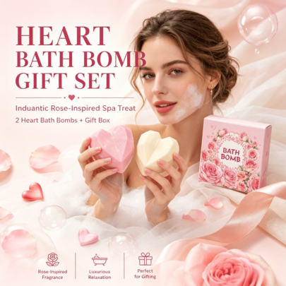 Set 2 Bom Mandi Berbentuk Hati Geometris, Kotak Hadiah Mandi Aromaterapi, Menenangkan Tubuh dan Pikiran, Nikmati Mandi Busa Kelas SPA, Cocok untuk Penggunaan Sehari-hari di Rumah bagi Wanita