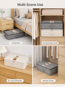 Non-Woven Soft Fabric Storage Bag, No-Frame Blanket Storage Bag, Underbed Storage Bag, Clothing And Blanket Storage Bag, Mobile Large Capacity Storage Box, Suitable For Cabinets, Travel, School, Foldable Storage Bag - Multicolor - View 6