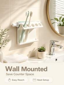 1 buah Rak Penyimpanan Kamar Mandi Multifungsi, Dapat Digunakan Sebagai Tempat Sikat Gigi, Rak Pengering Multifungsi, dan Rak Penyimpanan yang Dipasang di Dinding. Cocok untuk Kamar Mandi dan Dapur, Desain Minimalis, Bergaya dan Praktis - MultiWarna - View 5