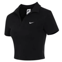 Nike Sportswear Essentials Series Solid Color Logo Polo Shirt Women's Black - Black - View 1