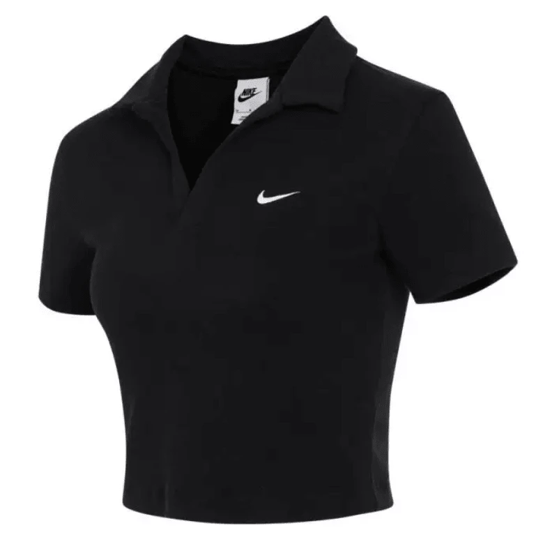 Nike Sportswear Essentials Series Solid Color Logo Polo Shirt Women's Black - Black - View 1