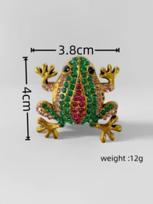 1pc Fashion Metal Full Rhinestone Frog Brooch Lapel Pin Decorative Multi-Purpose Pin For Women - Multicolor - View 5
