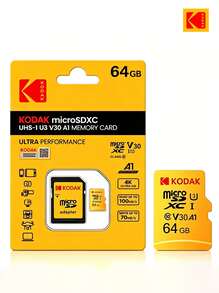 Kodak Kartu MicroSD berkecepatan tinggi klasik (32/64/128/256G) dengan adaptor: Kartu memori khusus kamera U3 V30 A1 menawarkan kinerja tinggi, kecepatan baca tinggi 95MB/s, cocok untuk semua skenario termasuk kamera pengawasan pintar, camcorder, dan dashcam. - View 12