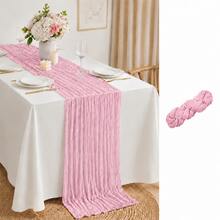 12 Pack Light Pink Cheesecloth Table Runner, Crinkle Gauze Table Runners With Soft Sheer Texture, Boho Rustic Table Decor For Wedding, Bridal Shower, Baby Shower, Birthday Party, Holiday Events, Farmhouse Dining And Home Decoration - Light Pink - View 17