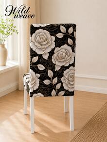 1/4/6pcs Elastic Full Cover Milk Silk Printed Chair Covers, Minimalist Modern All-Season Universal High Back Dining Chair Covers - View 5