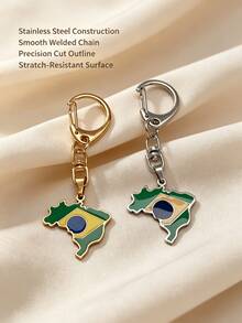 Creative Regional Outline Enamel Keychain, Stainless Steel Polished Craftsmanship, Exquisite Drip Oil Coloring, Rotatable Secure Hook, Versatile Backpack Charm, Niche Commemorative Accessory, Daily Gift Item, Baby Pendant, Wallet Accessory - 0389 - View 2