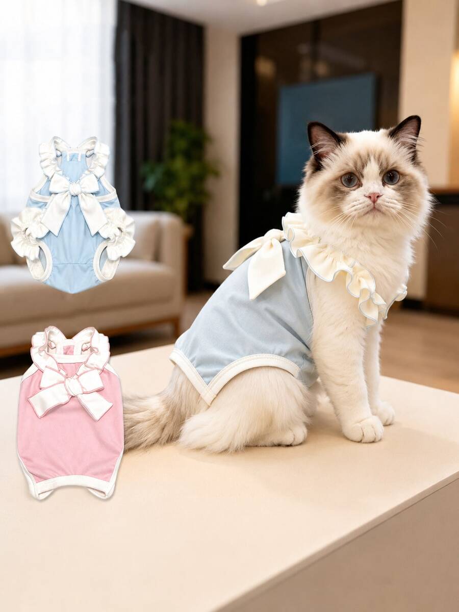1PC Cat Recovery Suit, Mother Cat Weaning Suit, Anti-Licking Clothes For Cats, Female Dog & Cat Pet Recovery Suit, Post-Surgery Belly Band - Multicolor - View 1