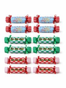 4pcs Christmas Crackers Gift Box, Ribbon Candy Shaped Snack Packaging Box, Suitable For Party Table Decoration And Gifting - Multicolor - View 5