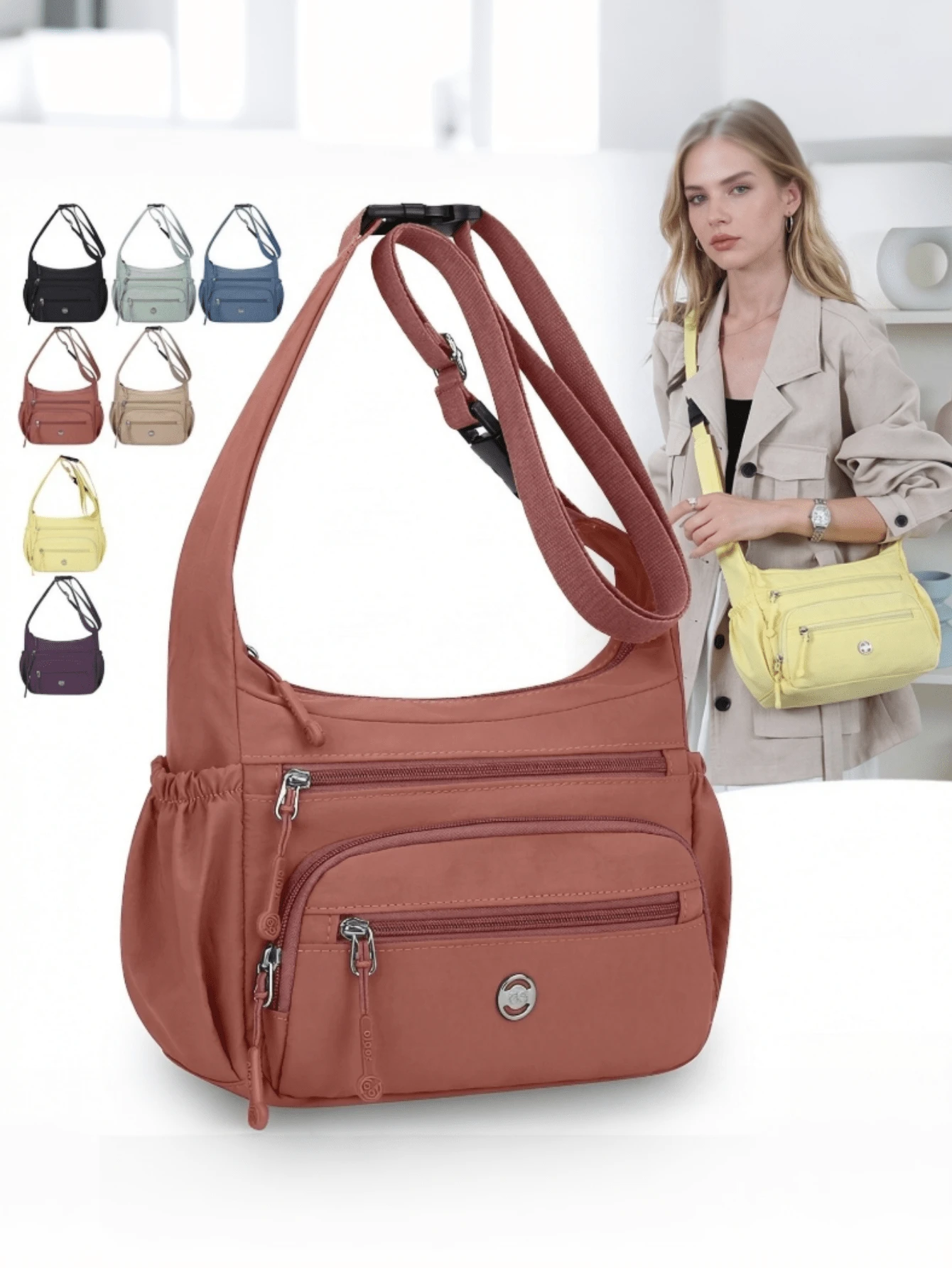 Elegant Minimalist Women's Crossbody Bag Handbag, Fashionable Versatile Women's Shoulder Bag, Dopamine Colorful Multi-Compartment Storage With Zipper Closure, Suitable For Daily Commute, Shopping, Outings And Multiple Occasions