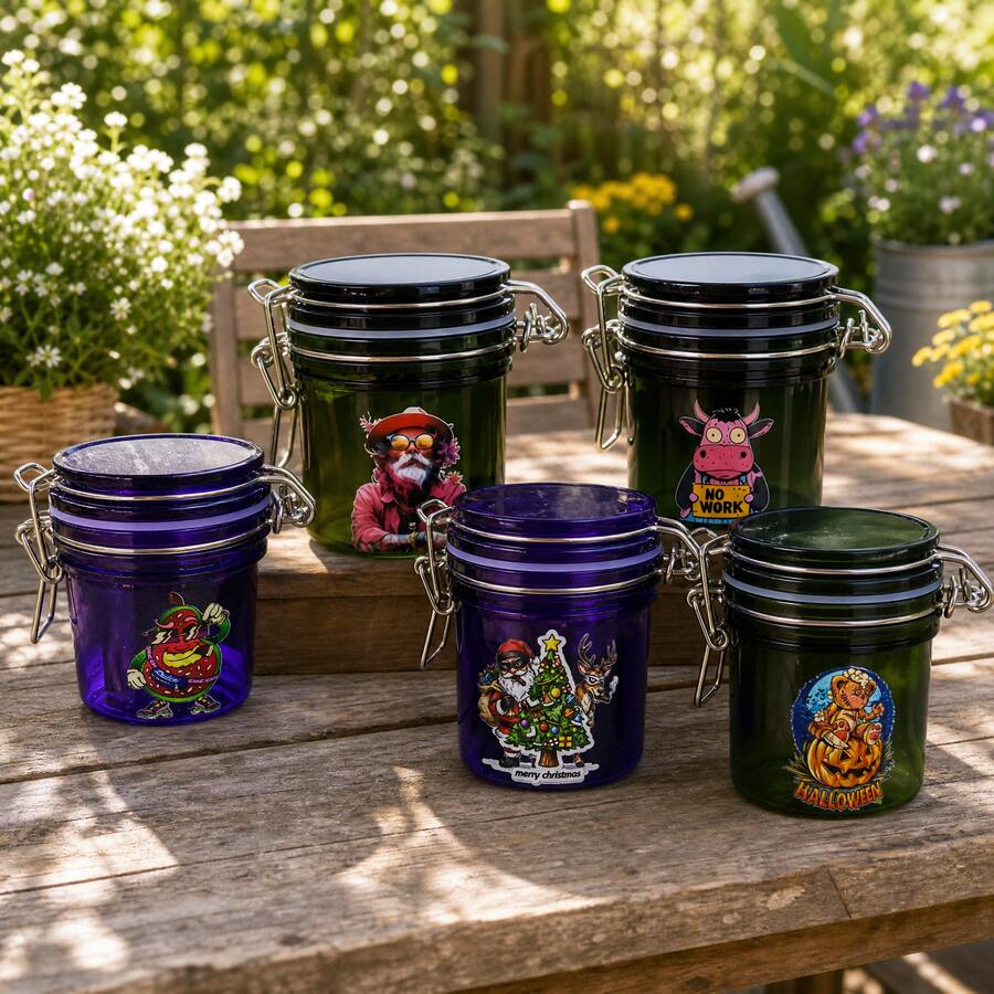 Christmas/Halloween/Pattern Creative Sealed Jar, 200ml Storage Container With Leak-Proof Sealing Gasket And Sealed Hinge Lid, For Airtight Storage, Cartoon Sealed Jar, Vanilla Storage, Keep Vanilla Fresh, Moisture-Proof And Waterproof, Easy To Carry - 1pc - Graffiti Storage Box - View 1