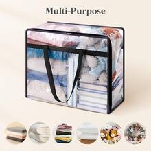 4pcs Transparent Storage Bags, 40L Plastic Clothing Storage Bags - Multicolor - View 4