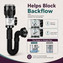 Flexible P-Trap Drain Kit With Pop-Up Stopper – Space-Saving Under-Sink Connection, Bends To Fit Tight Spaces & Offset Drains, Trap Design Reduces Odors & Blocks Backflow – Quick DIY Install For Bathroom & Kitchen Sinks. - Single Bowl Kitchen Sink Drain - View 5