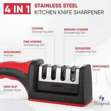1pc - Multi-Function 4-Stage Knife Sharpener, Suitable For Quickly And Easily Sharpening Dull Knives, Made Of Durable ABS Material, Can Be Hung For Storage, Essential Kitchen Tool For Efficient Cutting - Black - View 6
