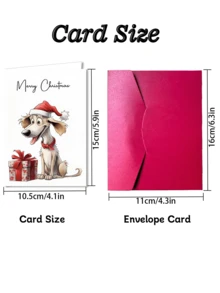12pcs/Set 6pcs Dog-Themed Christmas Card Set Unique Dog Breed Cards + 6pcs Envelopes --Perfect Choice For Friends, Family And Colleagues--A Unique Holiday Greeting Gift - A - View 3