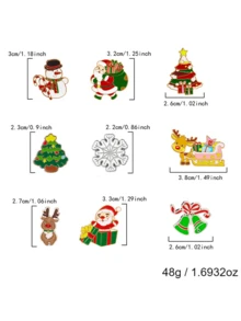 1 Set Christmas Santa Claus Snowman Christmas Tree Wreath Bell Gingerbread Man Reindeer Brooch Family Gift - Multicolor - View 3